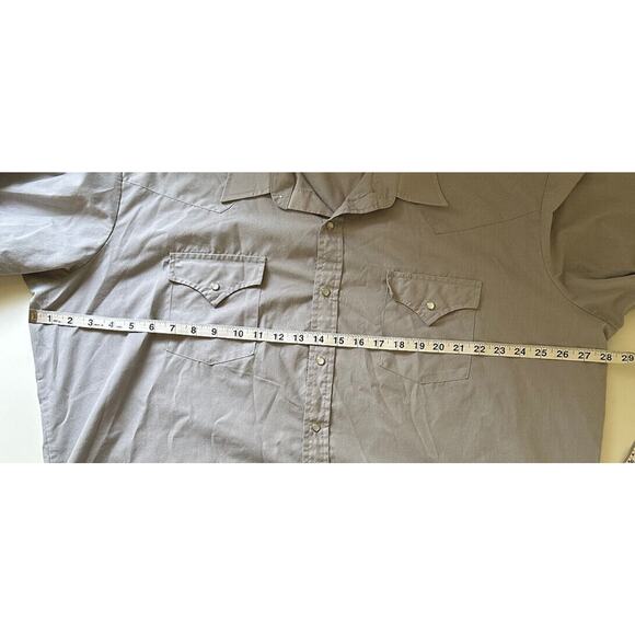 ELY CATTLEMAN Mens Tall Man Gray Pearl Snap Button Long Sleeve Shirt Size 19/36 - Picture 7 of 9